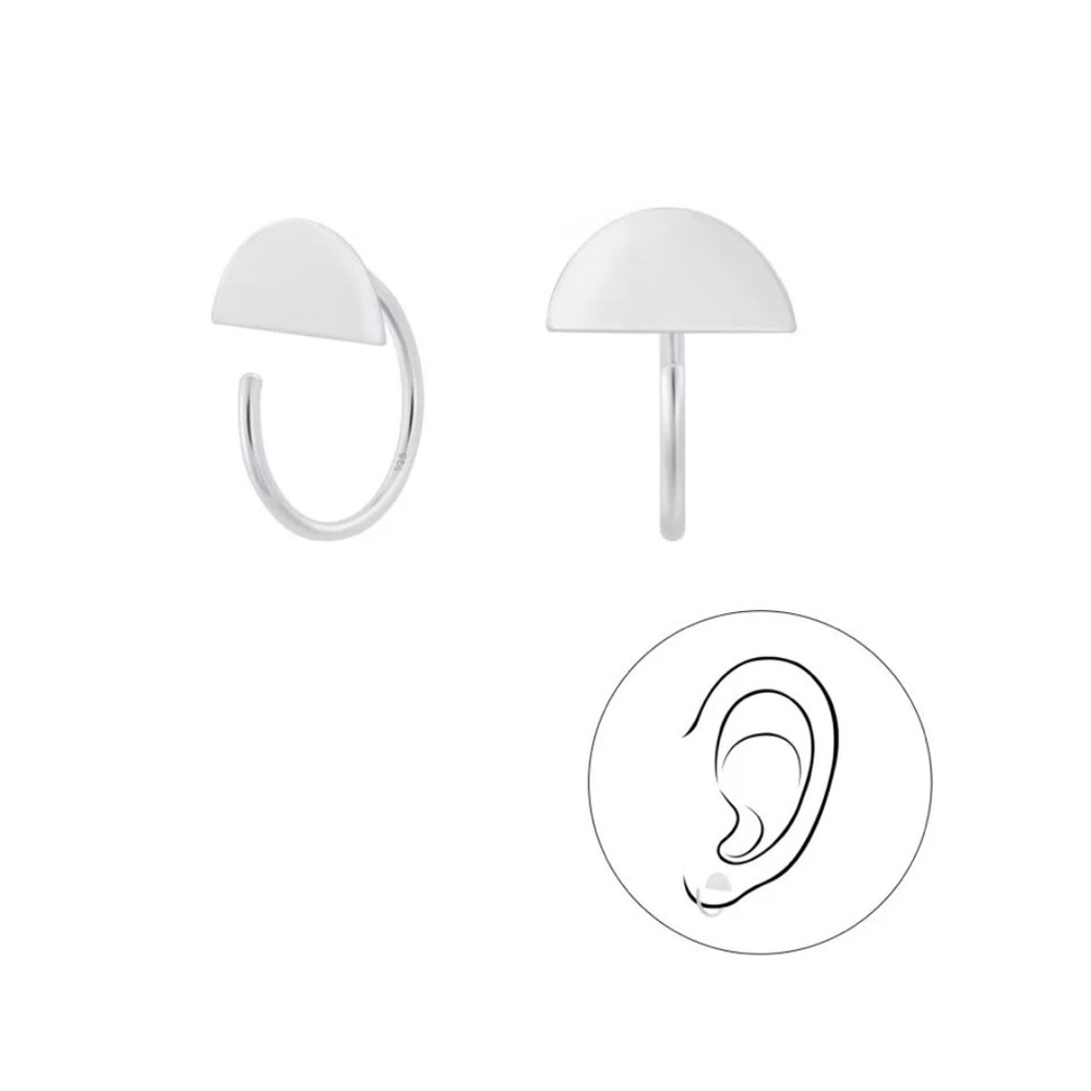 925 Sterling Silver Semi Circle Ear Hugger Earring